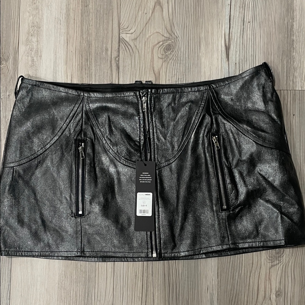 Fashion Nova Shiny Black Mini Skirt